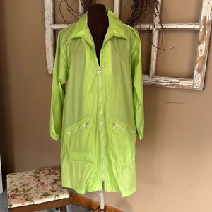 Vintage Diane Von Furstenberg lime green windbreaker size medium rain coat 80's